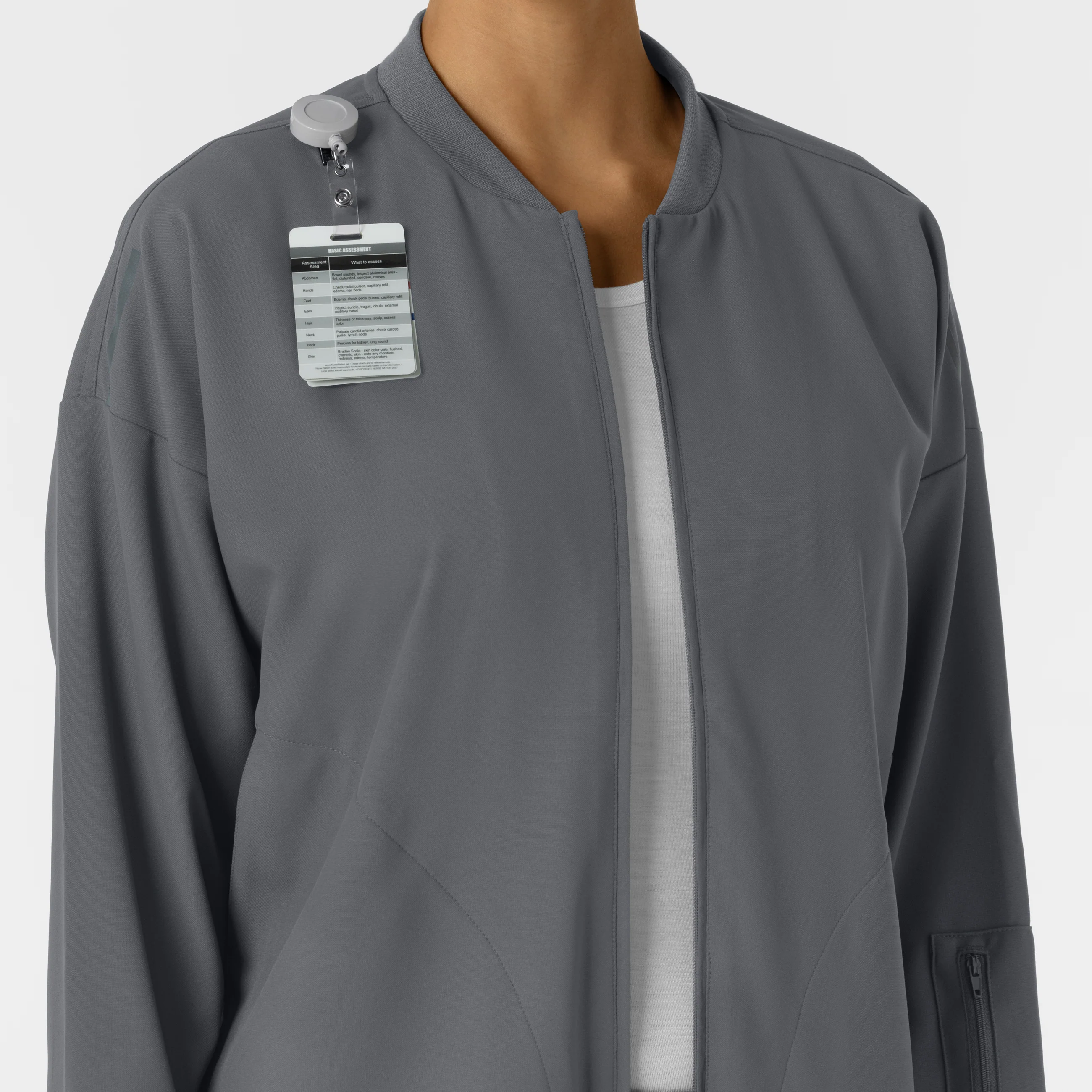 Women's Bomber Scrub Jacket - Pewter - Image 6