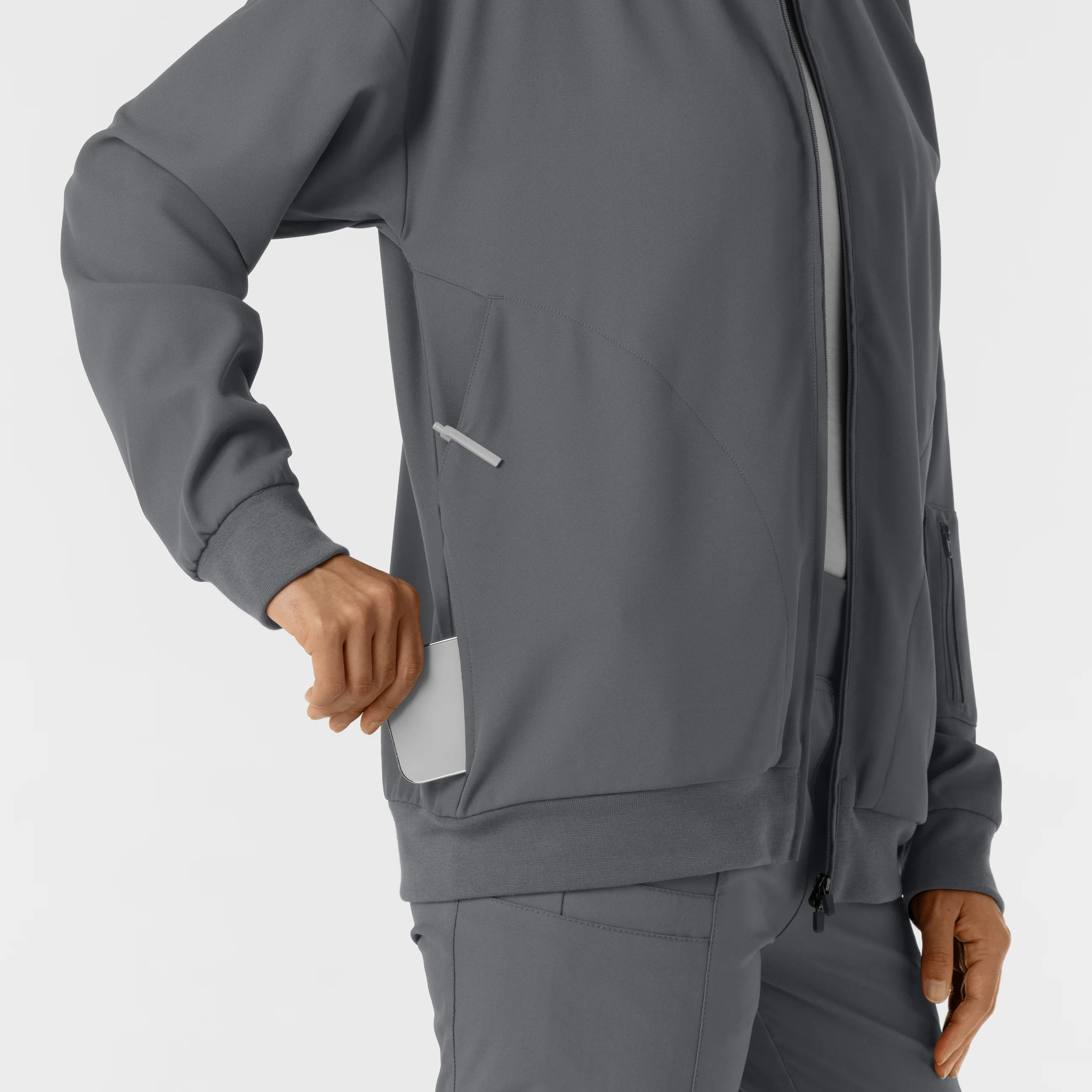 Women's Bomber Scrub Jacket - Pewter - Image 8