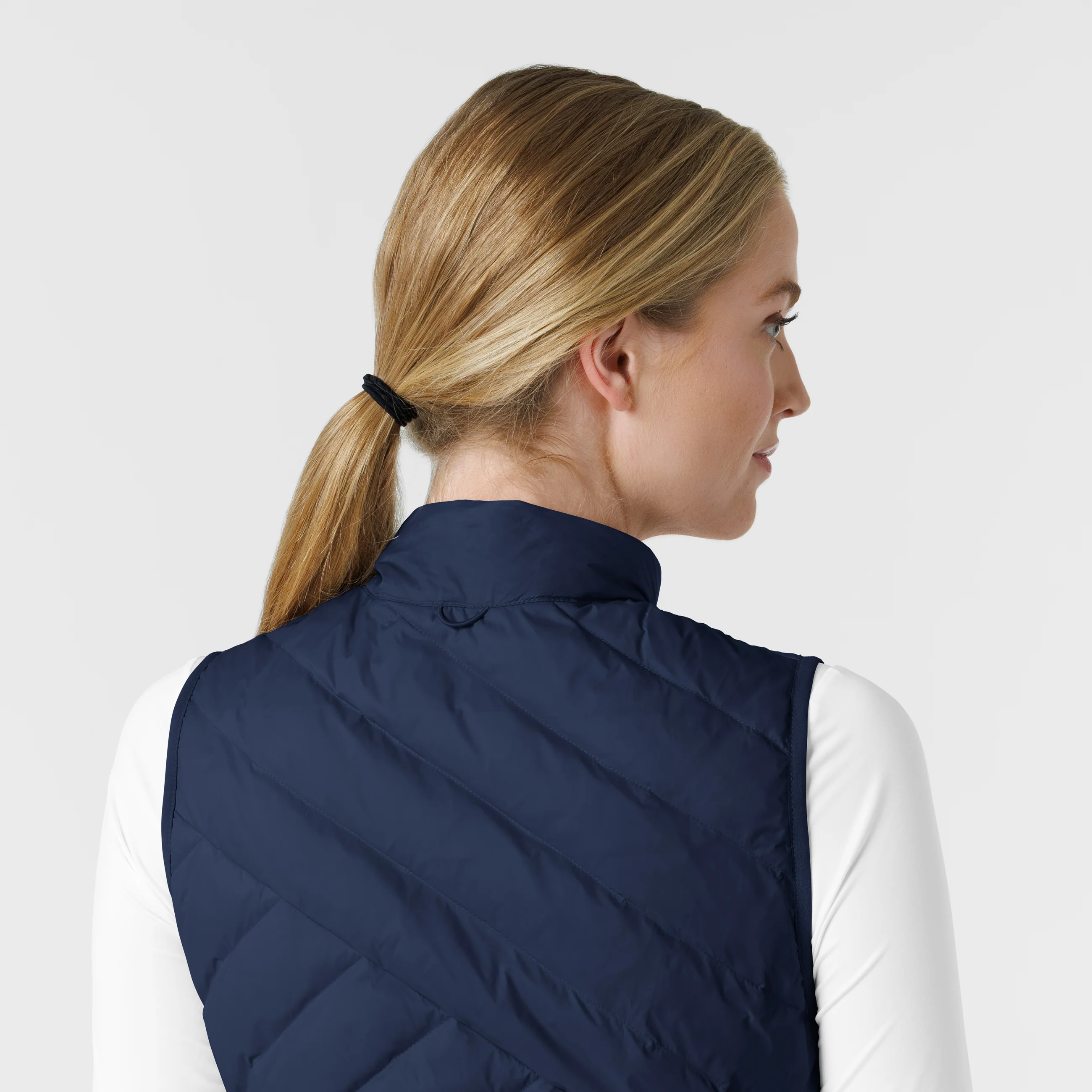 Women's Quilted Scrub Vest - Navy - Image 7
