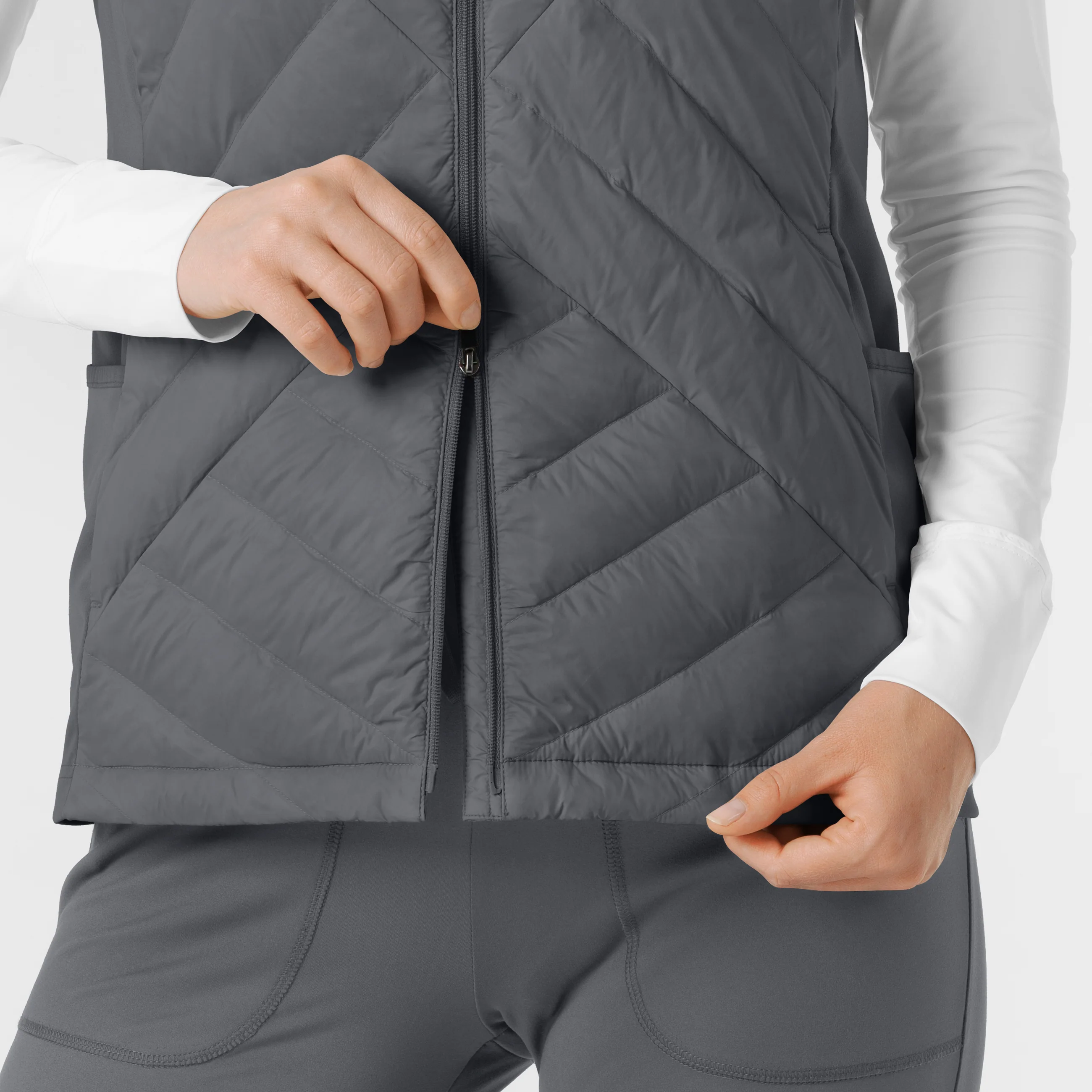 Women's Quilted Scrub Vest - Pewter - Image 12