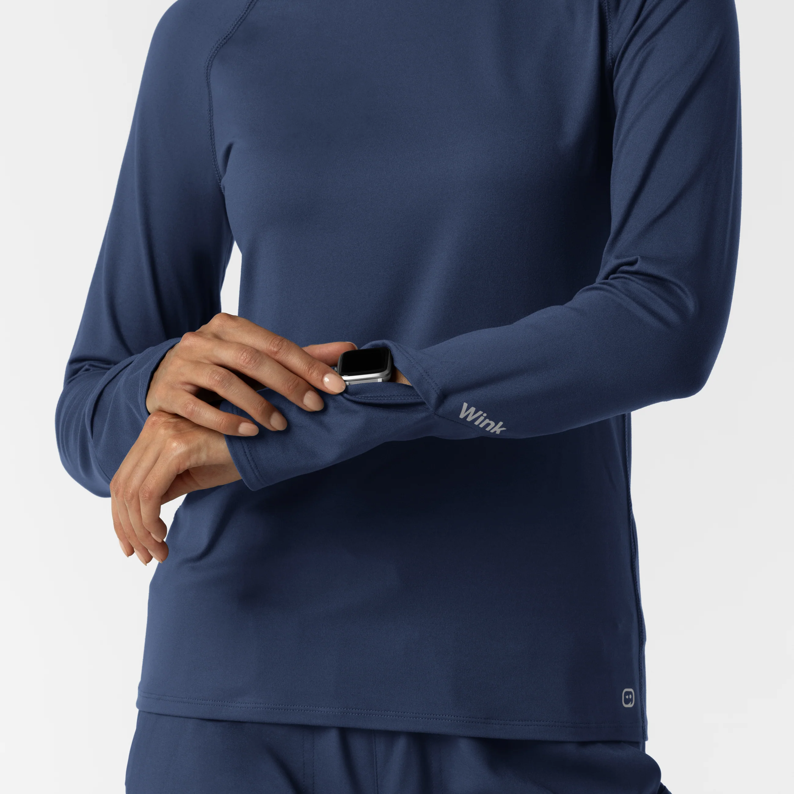 Women's Watch Window Long Sleeve Underscrub Top - Navy - Image 6