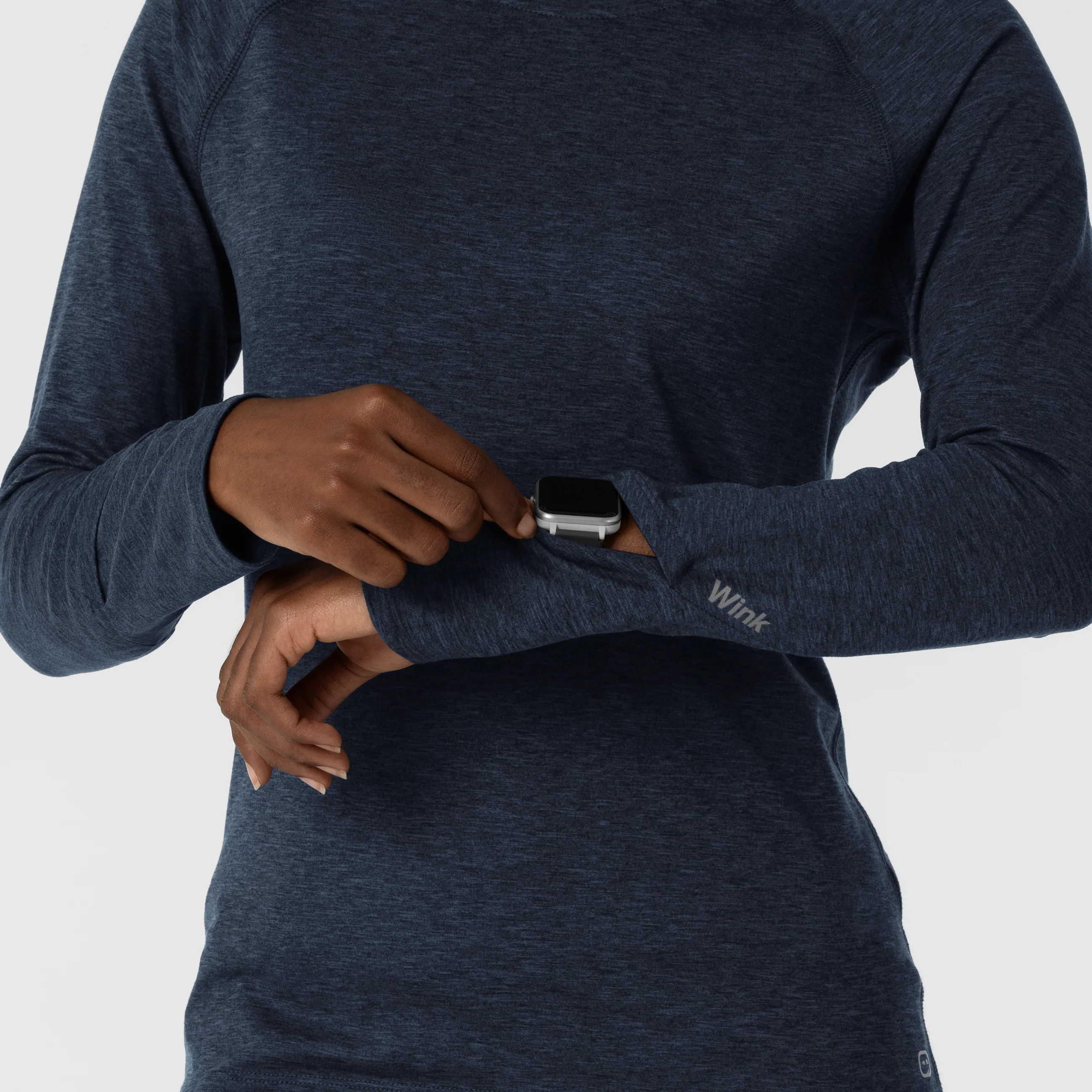 Women's Watch Window Long Sleeve Underscrub Top - Navy Heather - Image 7