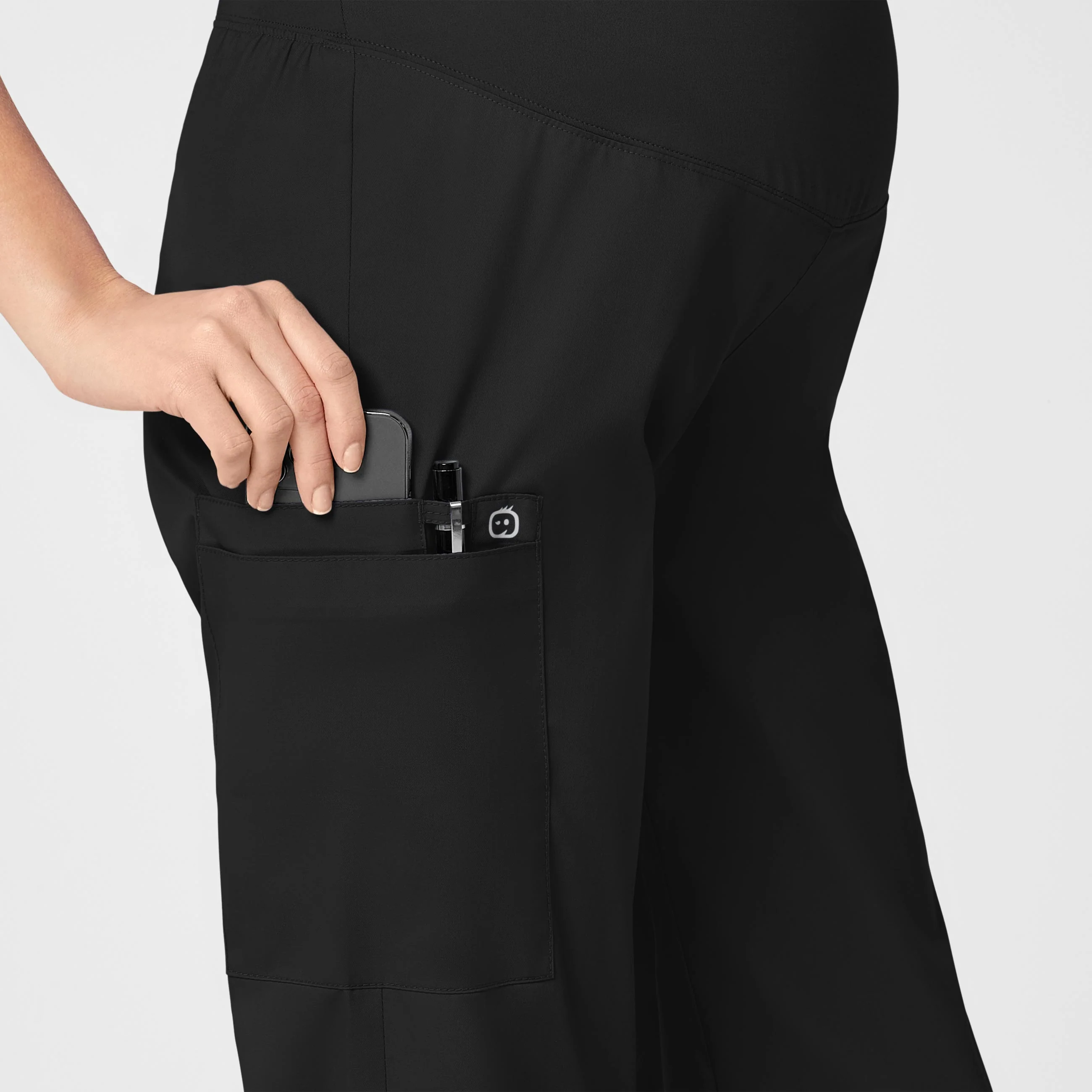 WonderWORK Maternity Cargo Scrub Pant - Black - Image 6