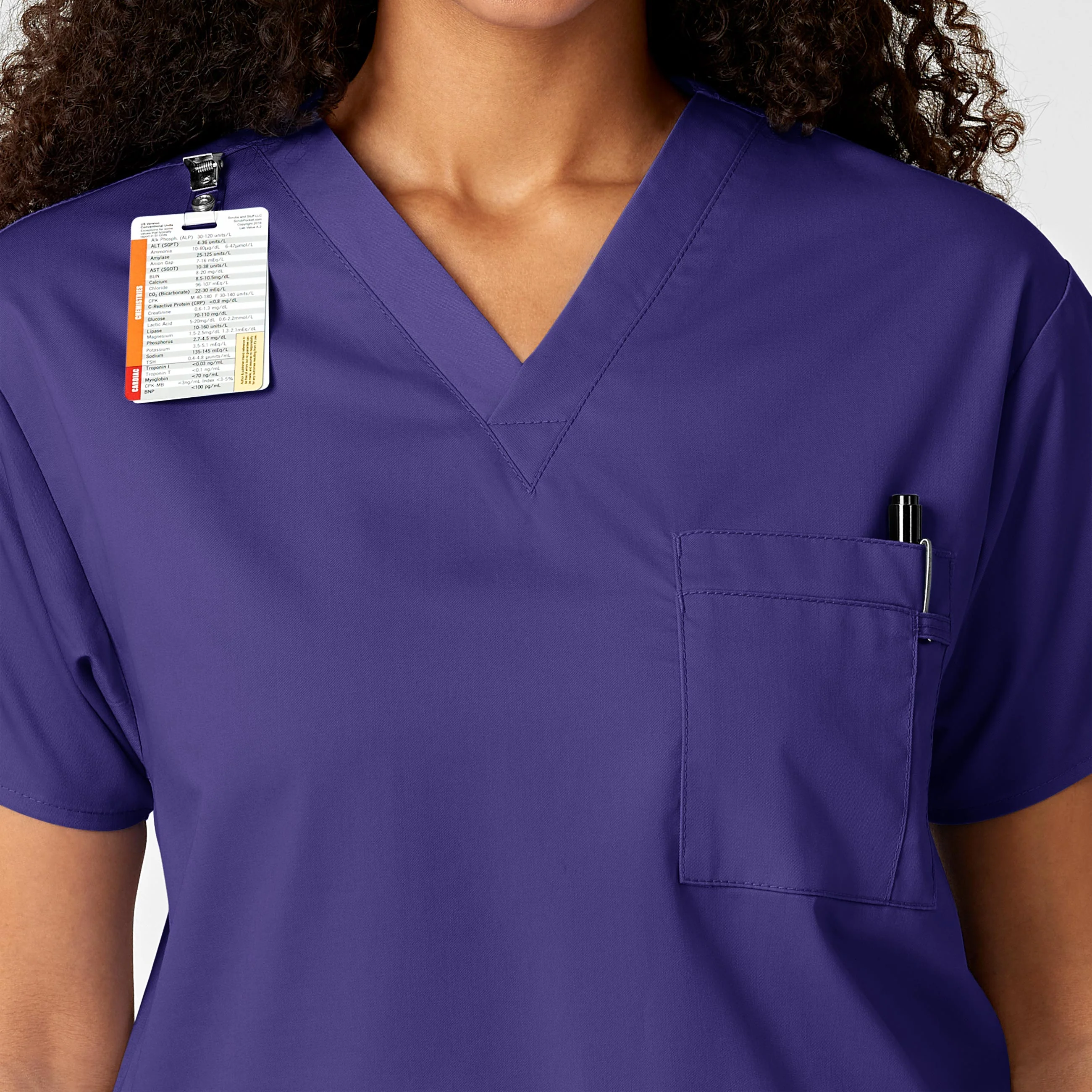 WonderWORK Unisex V-Neck Scrub Top - Grape - Image 10