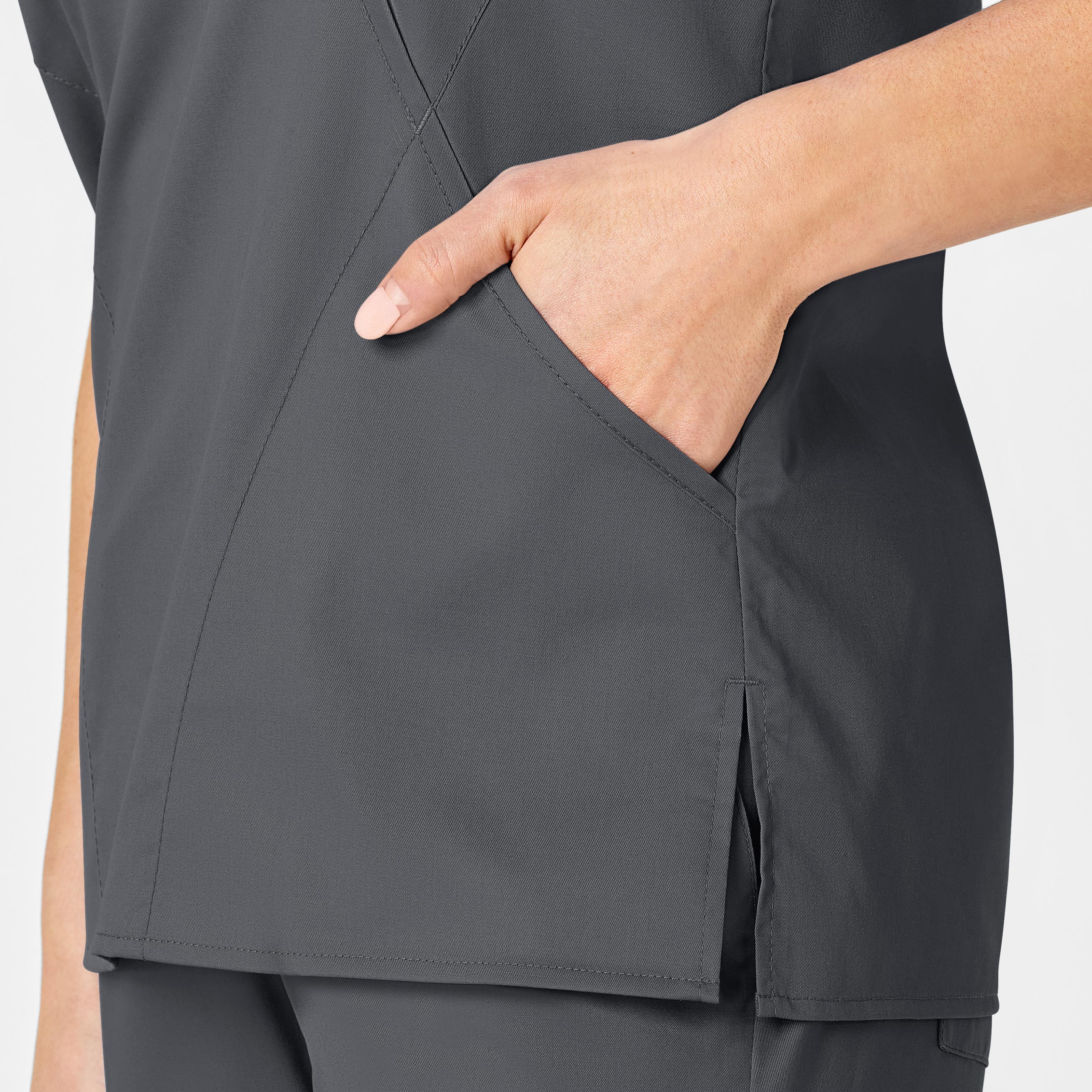 WonderWORK Women's Mock Wrap Scrub Top - Pewter - Image 7