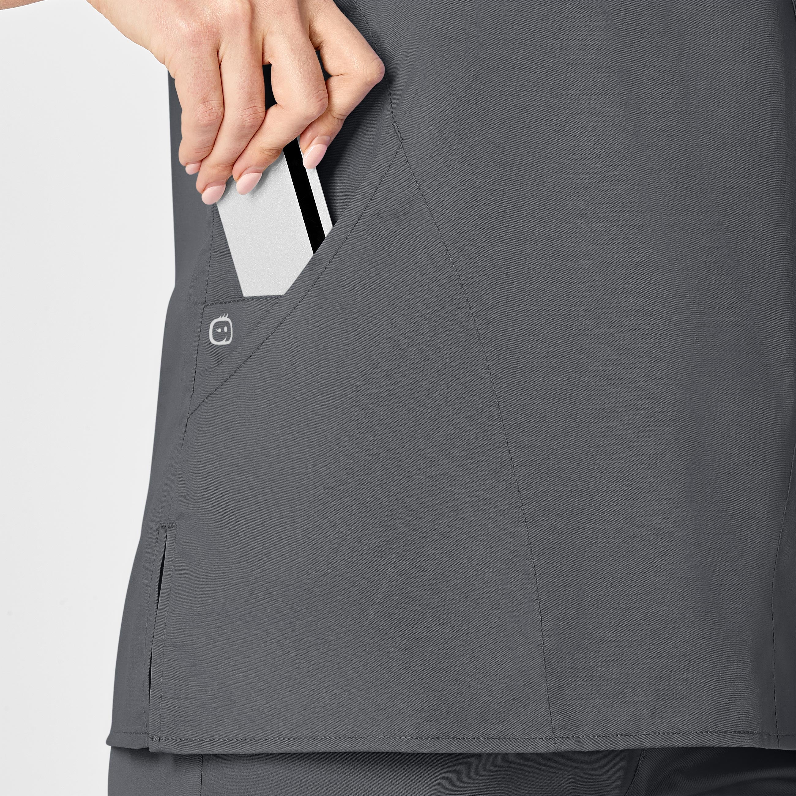 WonderWORK Women's Mock Wrap Scrub Top - Pewter - Image 8