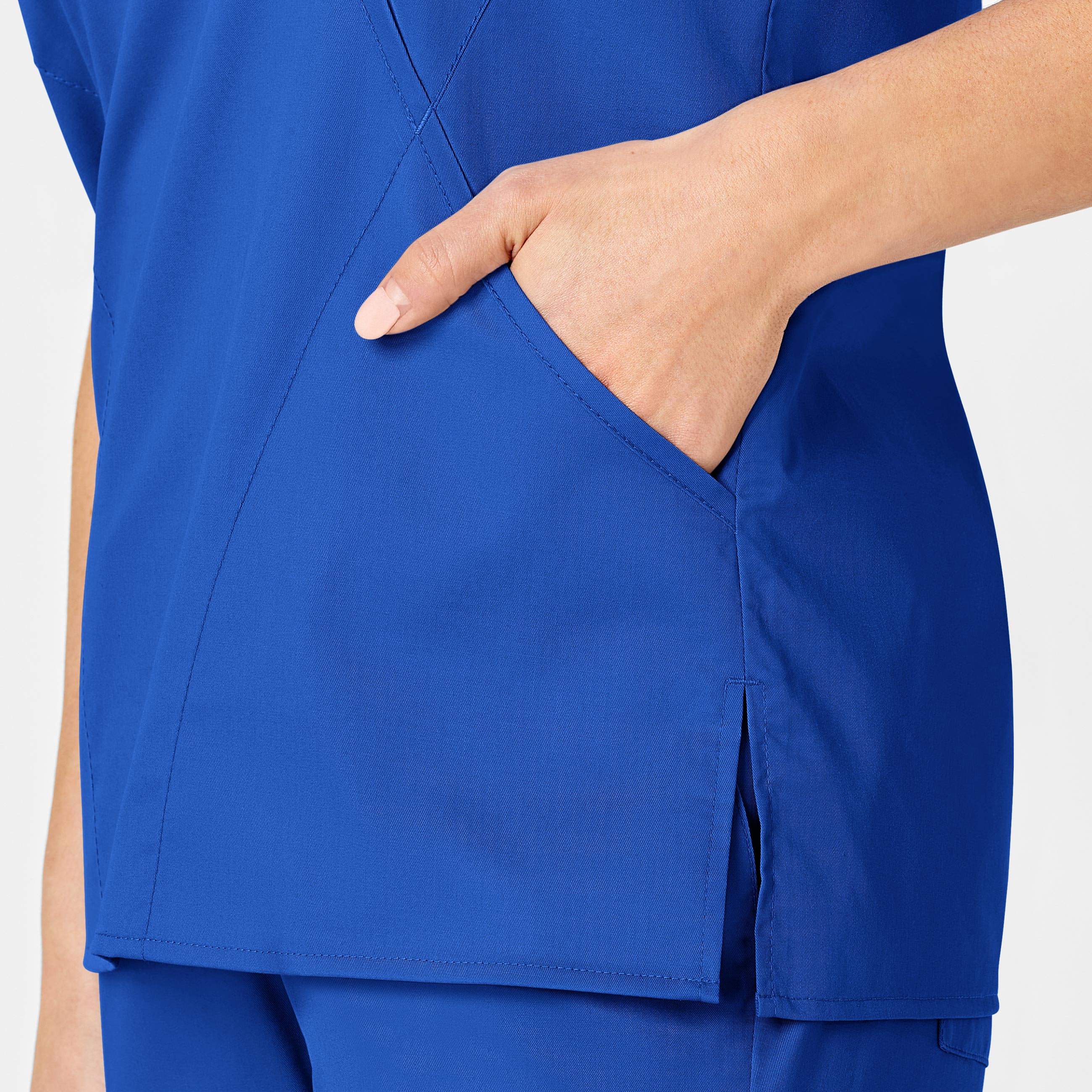 WonderWORK Women's Mock Wrap Scrub Top - Royal - Image 7
