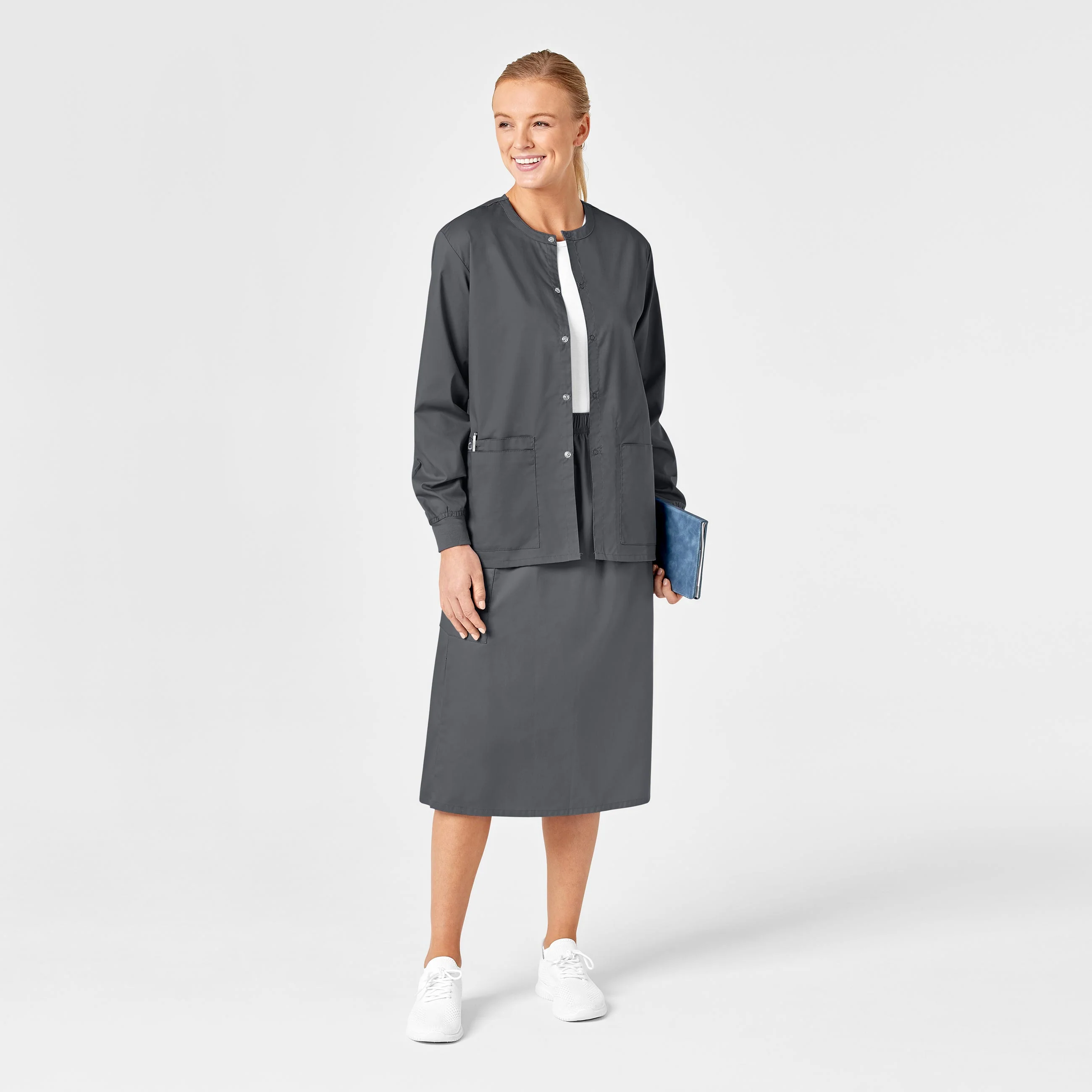 WonderWORK Women's Pull On Cargo Scrub Skirt - Pewter - Image 3