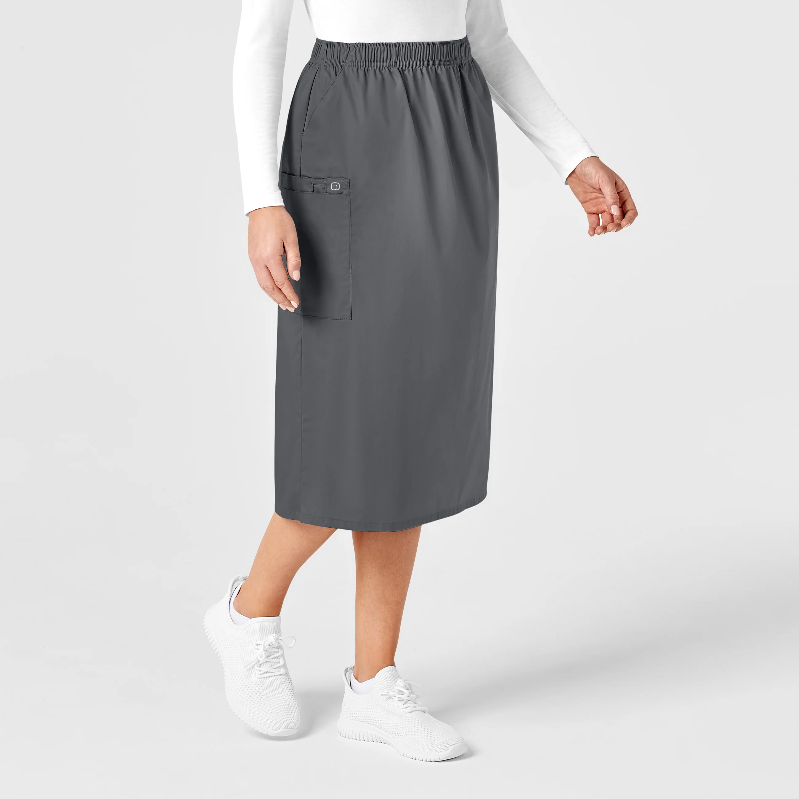 WonderWORK Women's Pull On Cargo Scrub Skirt - Pewter - Image 4