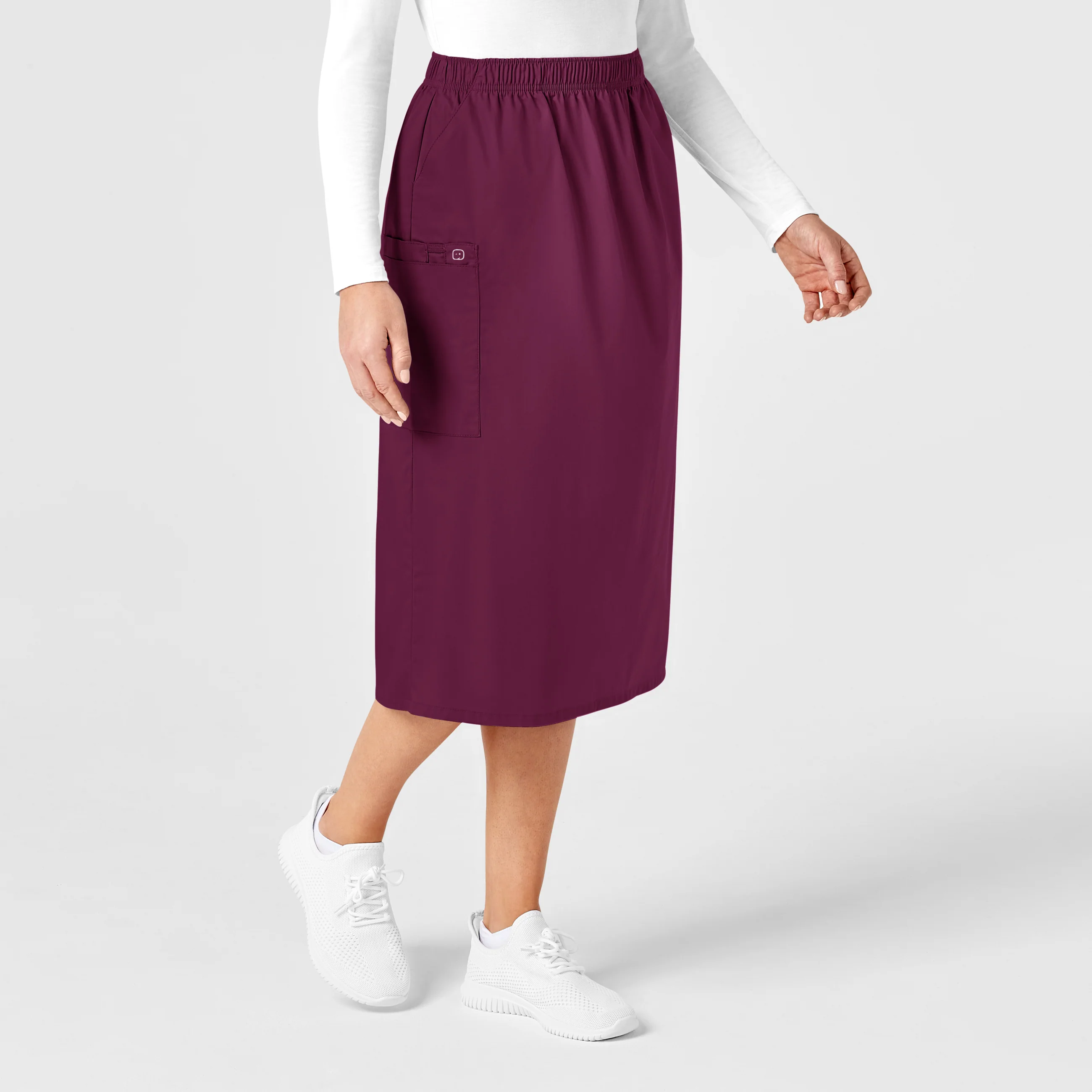 WonderWORK Women's Pull On Cargo Scrub Skirt - Wine - Image 4